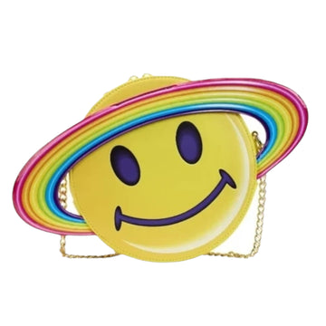 Loungefly Lisa Frank Yellow Rainbow Ring Saturn Crossbody Bag