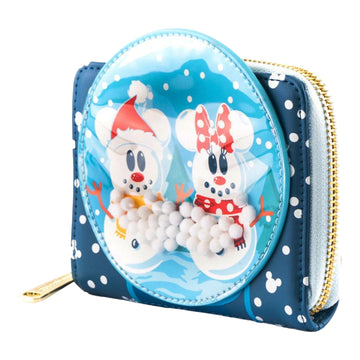 Loungefly Disney: Snowman Mickey & Minnie Snow Globe Zip Around Wallet