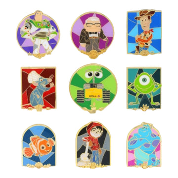 Loungefly Disney Pixar Characters Stained Glass Portraits Blind Box Mystery Pin