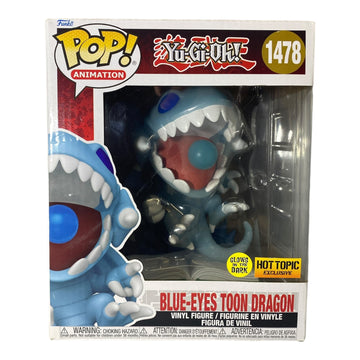 Yu-G-Oh #1478 Blue-Eyes Toon Dragon GITD Hot Topic Exclusive Funko Pop (Imperfect Box)